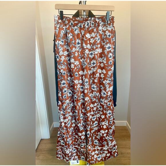 3X🔖 LA LIGNE x Target Women's Floral Wide Leg Trousers - Brown White - Picture 12 of 15